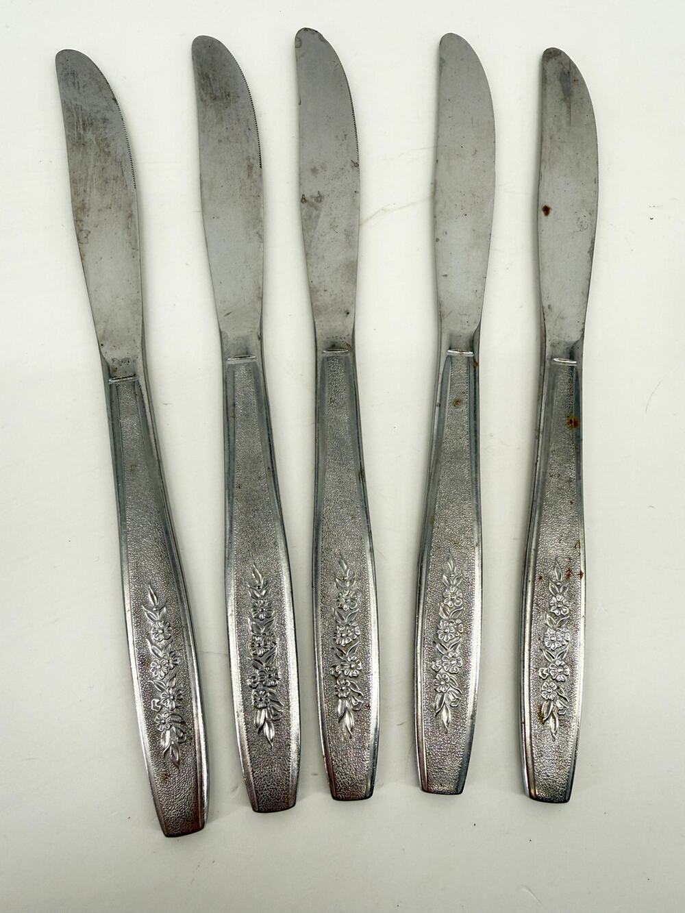 Vintage Floral Dinner Knives Simeon L George H Rogers Stainless 5 Replacement